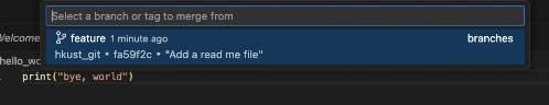 Select branch to merge