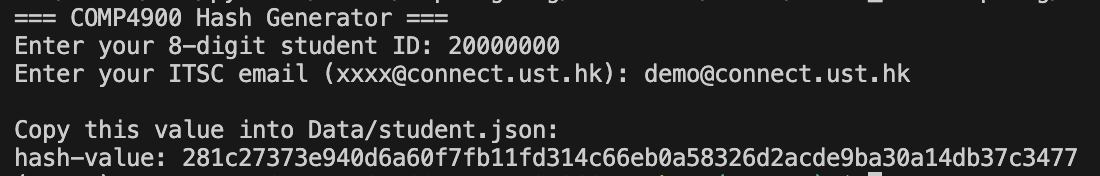 Hash generator example output