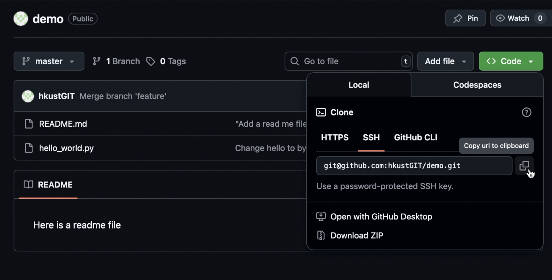 GitHub clone URL